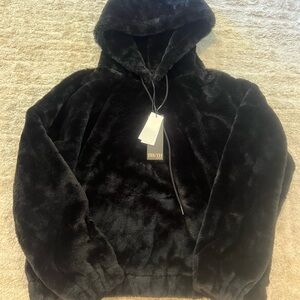 Luxurious Black Faux Fur Hoodie